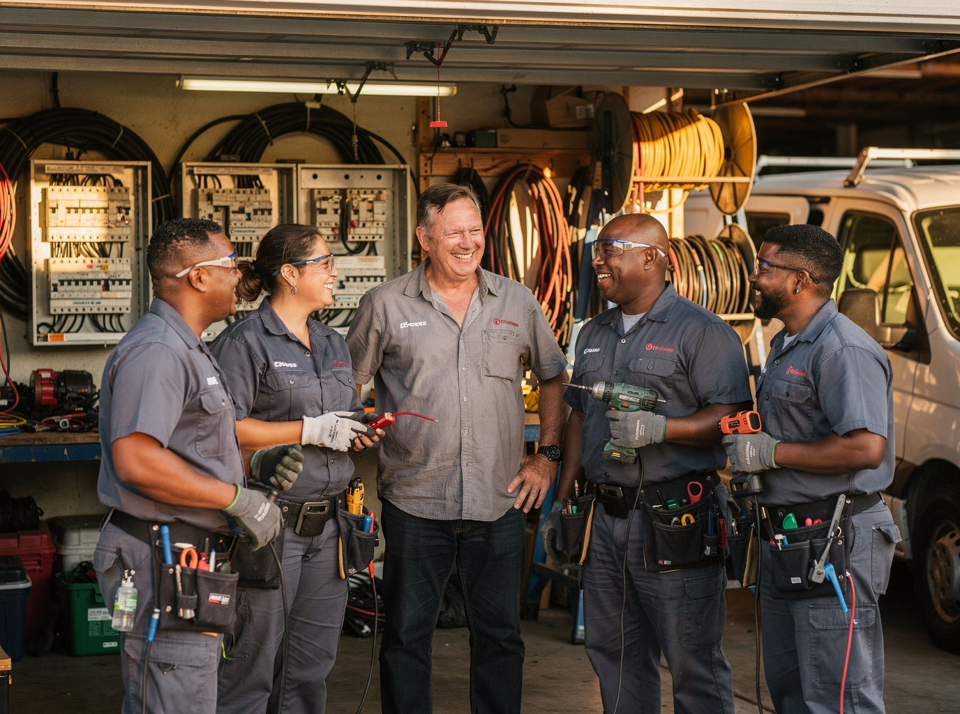 The Electrician Pasadena Tx team at work in Pasadena